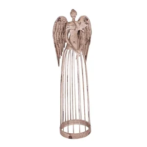 26 Inch Tall Antiqued Metal Garden Angel Statue with Star Wand