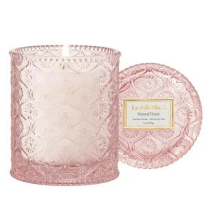 Santal Scented Candle Saffron, and Leather 6 oz Natural Soy Wax 40 Hours