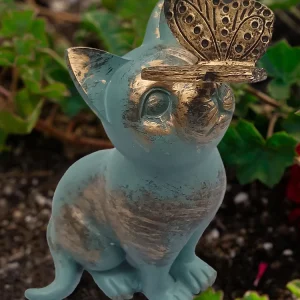 Resin Kitten Statue with Butterfly Ornament